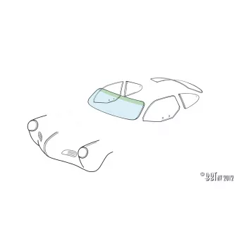 YOUNG PARTS 8980-005 - Pare-brise - Karmann Ghia coupé/cabriolet avec bande verte