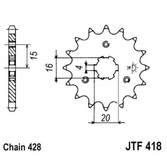 pignon de chaîne JT JTF418.14 pour KAWASAKI KX KX 125 J - 39cv