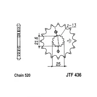 pignon de chaîne JT JTF436.13 pour SUZUKI RG RG 250 Gamma - 49cv