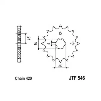 pignon de chaîne JT JTF546.16 pour KAWASAKI KX KX 80 G - 19cv