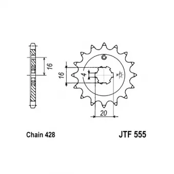 pignon de chaîne JT JTF555.15 pour KAWASAKI KX KX 80 W - 19cv