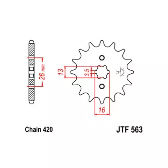 pignon de chaîne JT JTF563.15 pour YAMAHA DT DT 50 M - 3cv