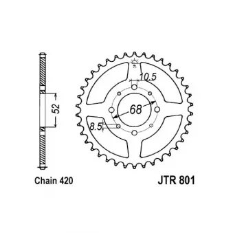 Couronne, pignon de moto JT JTR801.30 pour SUZUKI TS TS 50 XK - 2cv