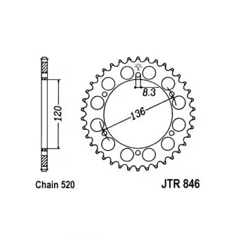 JT JTR846.40 - Couronne, pignon de moto