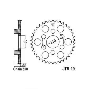 Couronne, pignon de moto JT JTR19.36 pour APRILIA AF-1 AF-1 125 Replica - 27cv