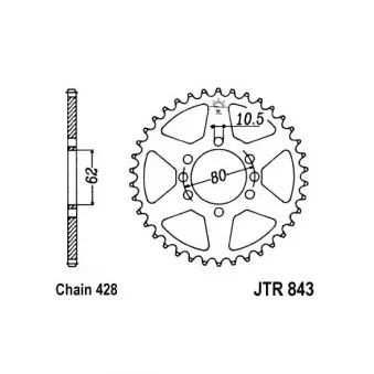 Couronne, pignon de moto JT JTR843.39 pour YAMAHA DT DT 175 MX - 16cv