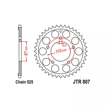 Couronne, pignon de moto JT JTR807.42 pour SUZUKI GSX-R (124cc - 750cc) GSX-R 400 - 59cv