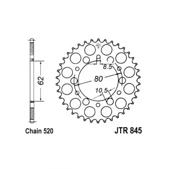 Couronne, pignon de moto JT JTR845.43 pour YAMAHA SR SR 250 - 20cv