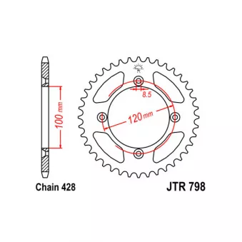 Couronne, pignon de moto JT JTR798.44 pour SUZUKI RM RM 80 C - 14cv