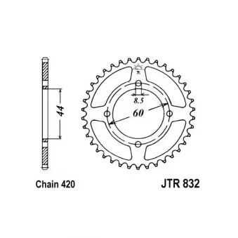 Pignon de chaîne JT JTR832.44 pour YAMAHA DT DT 50 R - 3cv