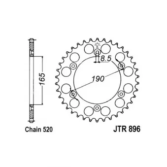 Couronne, pignon de moto JT JTR896.45 pour KTM HARD ENDURO 600 LC4 Competition - 27cv