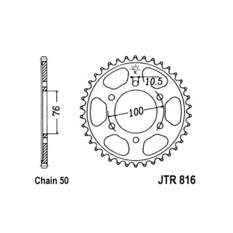 Couronne, pignon de moto JT JTR816.47 pour SUZUKI GSX-R (124cc - 750cc) GSX-R 750 /M - 101cv