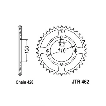 Couronne, pignon de moto JT JTR462.49 pour KAWASAKI KX KX 85 C - 29cv