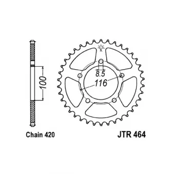 Couronne, pignon de moto JT JTR464.49 pour KAWASAKI KX KX 80 E - 19cv