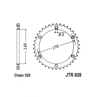Pignon, couronne de chaine JT JTR828.49 pour SUZUKI DR DR 650 R Dakar - 45cv