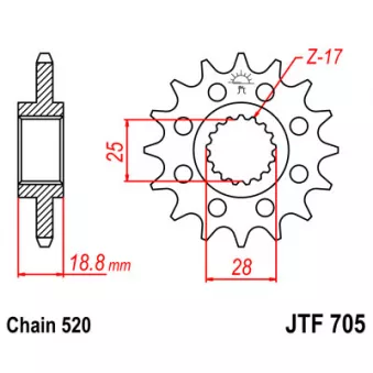 pignon de chaîne JT JTF705.17 pour APRILIA RSV RSV Mille - 98cv