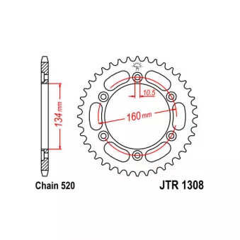 Couronne, pignon de moto JT JTR1308.40