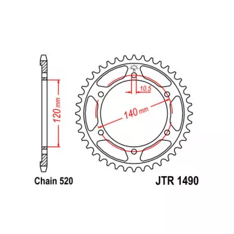 Couronne, pignon de moto JT JTR1490.46 pour KAWASAKI EN EN 500 - 27cv