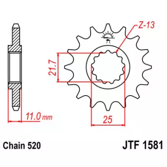 Pignon à chaine JT JTF1581.17 pour YAMAHA YZF YZF 750 R - 124cv