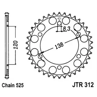 JT JTR312.40 - Couronne, pignon de moto