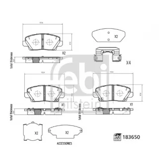 Jeu de 4 plaquettes de frein avant FEBI BILSTEIN 183650