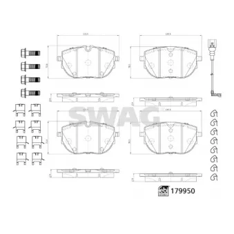 Jeu de 4 plaquettes de frein avant SWAG OEM 7la698151b