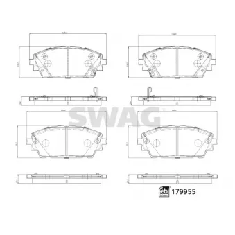 Jeu de 4 plaquettes de frein avant SWAG OEM bcya3328zb