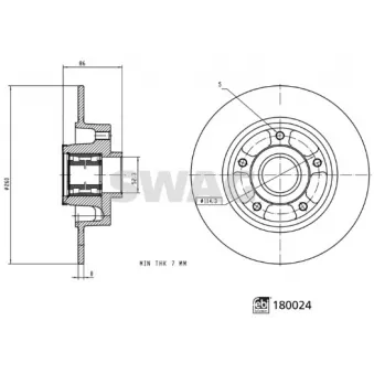 Jeu de 2 disques de frein arrière SWAG 33 10 6308 pour RENAULT MEGANE 1.3 TCe 100 - 100cv