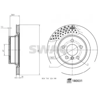 Jeu de 2 disques de frein arrière SWAG 33 10 6313 pour BMW Série 3 320 d Mild-Hybrid - 190cv