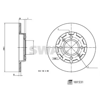 Jeu de 2 disques de frein arrière SWAG 33 10 8299 pour DS DS 3 1.5 BlueHDi 100 - 102cv
