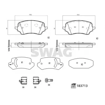 Jeu de 4 plaquettes de frein avant SWAG OEM KTL1TC2K021AB