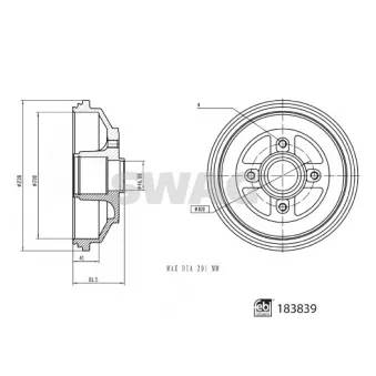Tambour de frein SWAG OEM 4351162J00