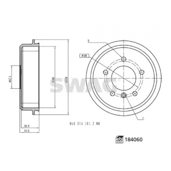 Tambour de frein SWAG 33 10 9266 pour MERCEDES-BENZ CLASSE A A 140 - 82cv