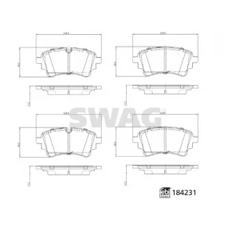 Jeu de 4 plaquettes de frein arrière SWAG OEM 80A698451J