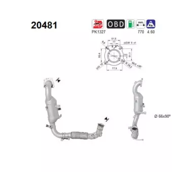 Catalyseur AS 20481 pour FORD FIESTA 1.0 EcoBoost - 125cv