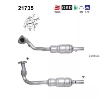 Catalyseur AS 21735 pour OPEL ASTRA 2.2 16V - 147cv