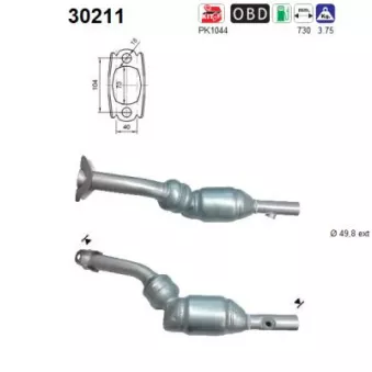 Catalyseur AS 30211 pour RENAULT MEGANE 1.6 16V - 112cv