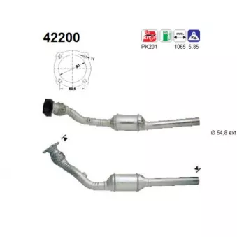 Catalyseur AS 42200 pour VOLKSWAGEN BORA 1.8 T - 150cv