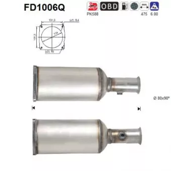 AS FD1006Q - Filtre à particules / à suie, échappement