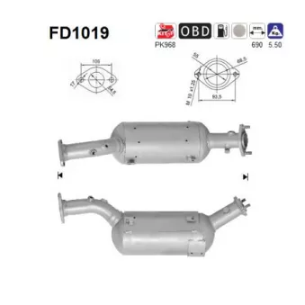Filtre à particules / à suie, échappement AS OEM 1419067J01H02
