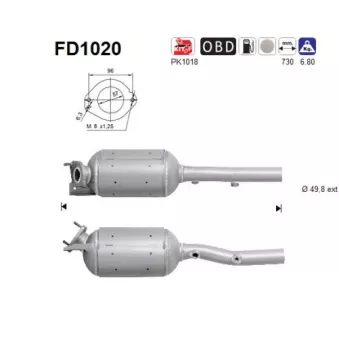 AS FD1020 - Filtre à particules / à suie, échappement