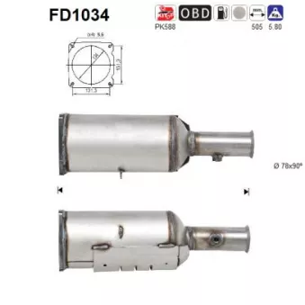 AS FD1034 - Filtre à particules / à suie, échappement