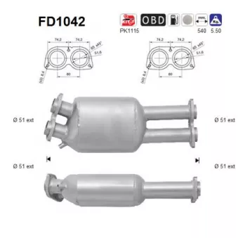 AS FD1042 - Filtre à particules / à suie, échappement