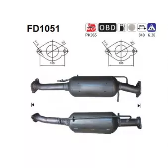 AS FD1051 - Filtre à particules / à suie, échappement
