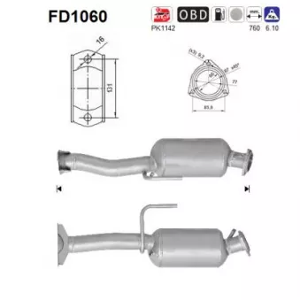 AS FD1060 - Filtre à particules / à suie, échappement