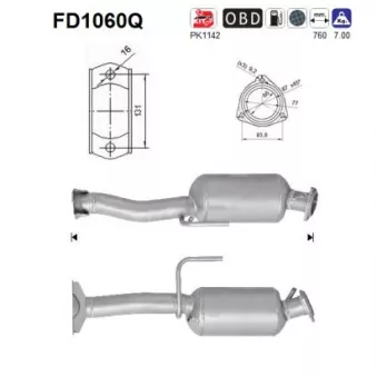 AS FD1060Q - Filtre à particules / à suie, échappement