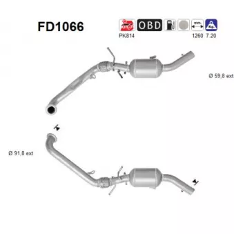 Filtre à particules / à suie, échappement AS FD1066