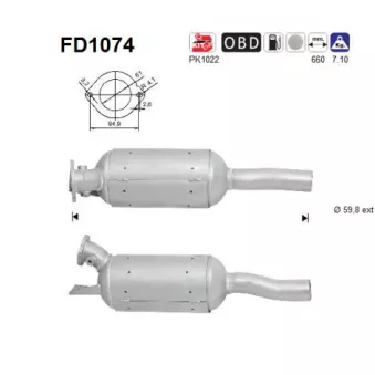 AS FD1074 - Filtre à particules / à suie, échappement