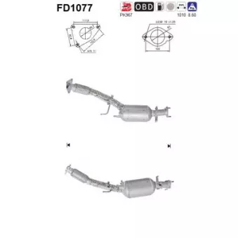 Filtre à particules / à suie, échappement AS [FD1077]