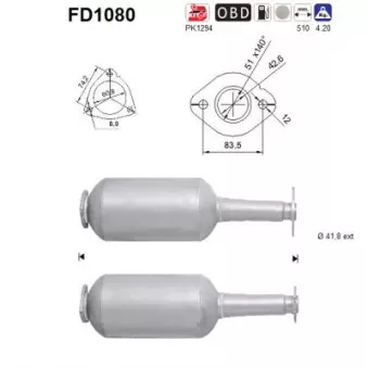 AS FD1080 - Filtre à particules / à suie, échappement